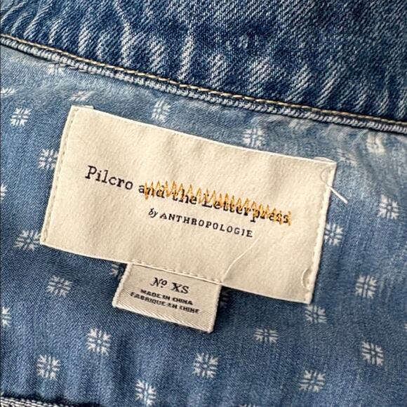 Anthropologie Pilcro Women’s Oversized Denim Jean Trucker Jacket Size XS - Picture 8 of 16